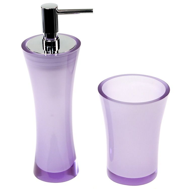 Gedy AU500-63 Purple Toothbrush Holder and Soap Dispenser Accessory Set